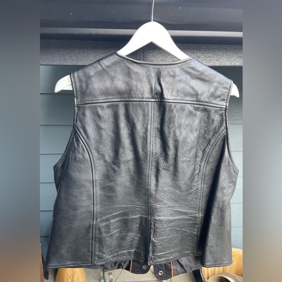 Black First classic leather gear motorcycle riding jacket with vest XL XXL - Picture 4 of 14